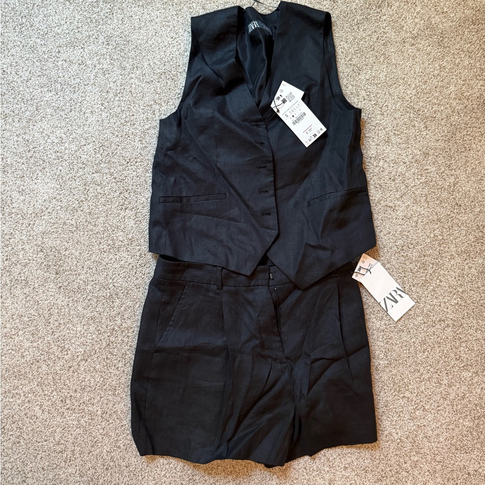 Zara Tailored Vest Shorts Set
